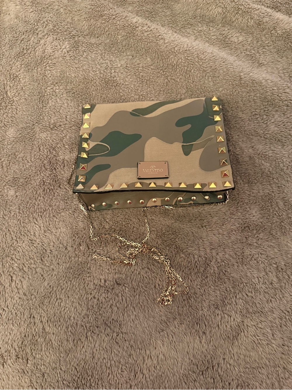 Valentino Camouflage Rockstud Crossbody Bag in Green